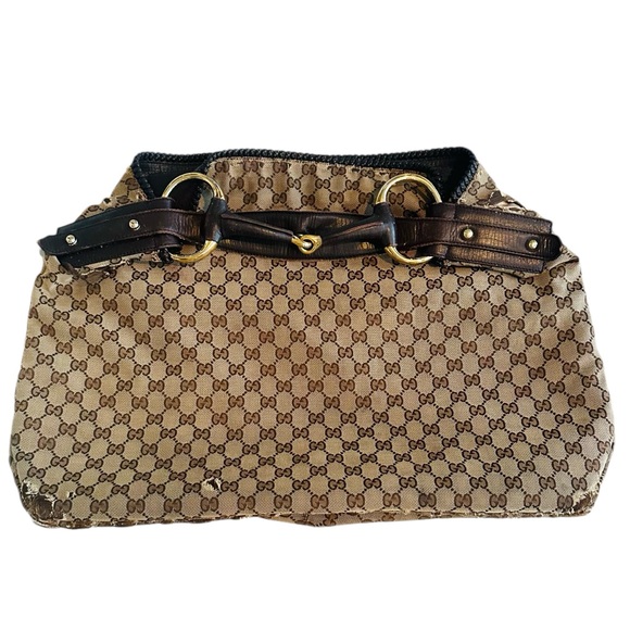 GUCCI VINTAGE LARGE HORSE BIT HOBO BAG - Picture 10 of 14